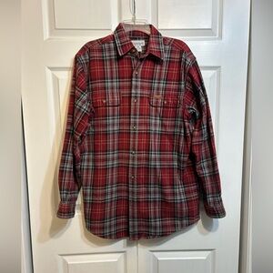 Carhartt Flannel Plaid Shirt Mens Size M Medium Heavy Button Up Flap Pocket 2009